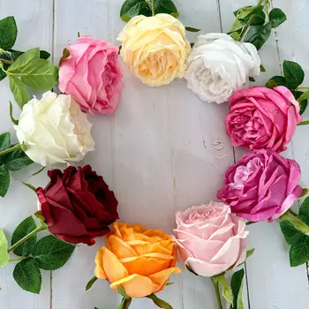 10 шт. Реквизит для фотосъемки из искусственных цветов Austin Rose с одной веткой, Ведущее украшение Свадебной дороги, Поддельные принадлежности для фестиваля Флорес