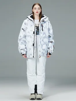 -30 Новых модных мужских и женских костюмов для катания на льду и снегу, водонепроницаемые зимние костюмы, одежда для сноуборда, лыжные куртки + брюки