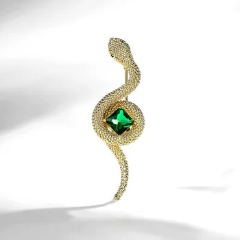 Зеленая хрустальная брошь в виде змеи, Хрустальные украшения в готическом стиле, Модные подарки для мужчин и женщин