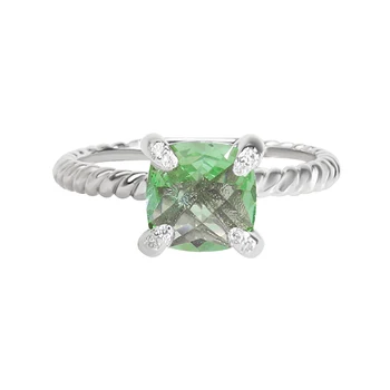 Кольцо с зеленым квадратным кубическим цирконием 8 мм для женщин, изысканный дизайн, модное кольцо, украшения для повседневных аксессуаров