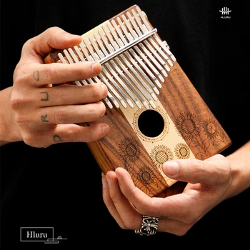Музыкальный инструмент HLURU Kalimba, 17 Клавишное профессиональное пианино для большого пальца, шпон из массива дерева, 17 клавишное пианино для большого пальца Kalimba, портативный инструмент