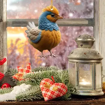 Открытый Рождественский Декор Куриный Кулон Праздничный Куриный Кулон Акриловое Рождественское Украшение для Веселого Домашнего Сада на Открытом воздухе