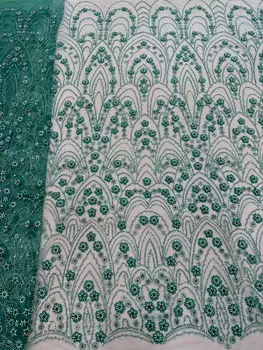 Тюлевое кружево, африканская кружевная ткань J-1308363 с вышивкой бисером, Французская сетка, кружевные ткани для свадебной вечеринки